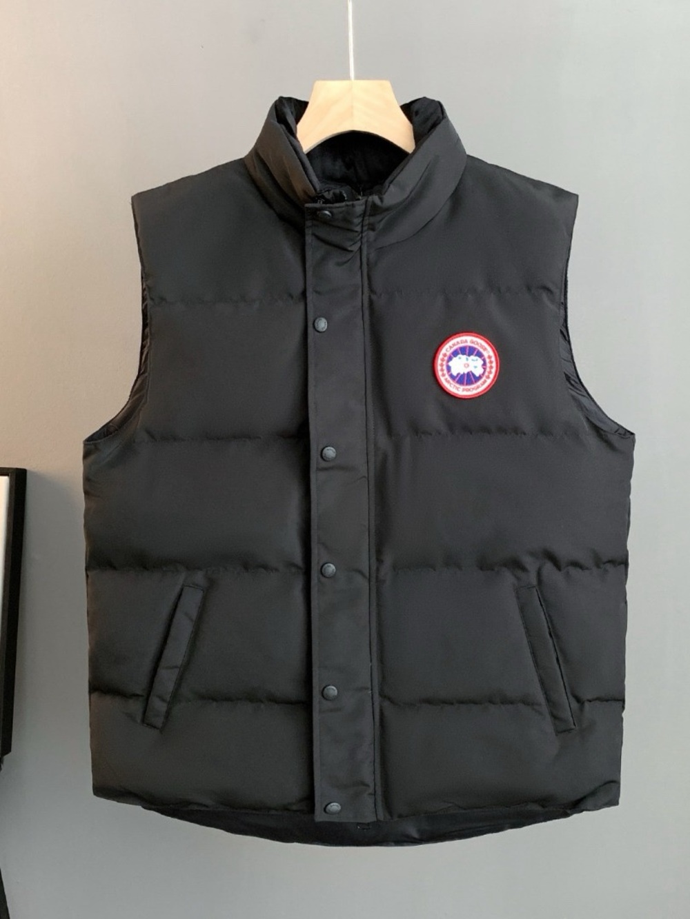 Canada Goose Black Puffer Vest with Logo Patch